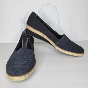 Grasshoppers Quinn Wedge Canvas Loafers Shoes Navy Blue Women's sz 10